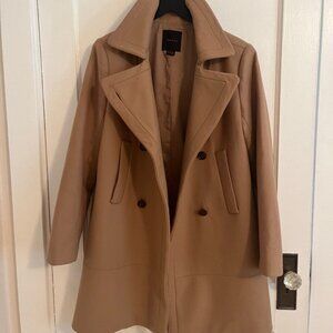 Theory Wool Cashmere Blend Tan Pea Coat